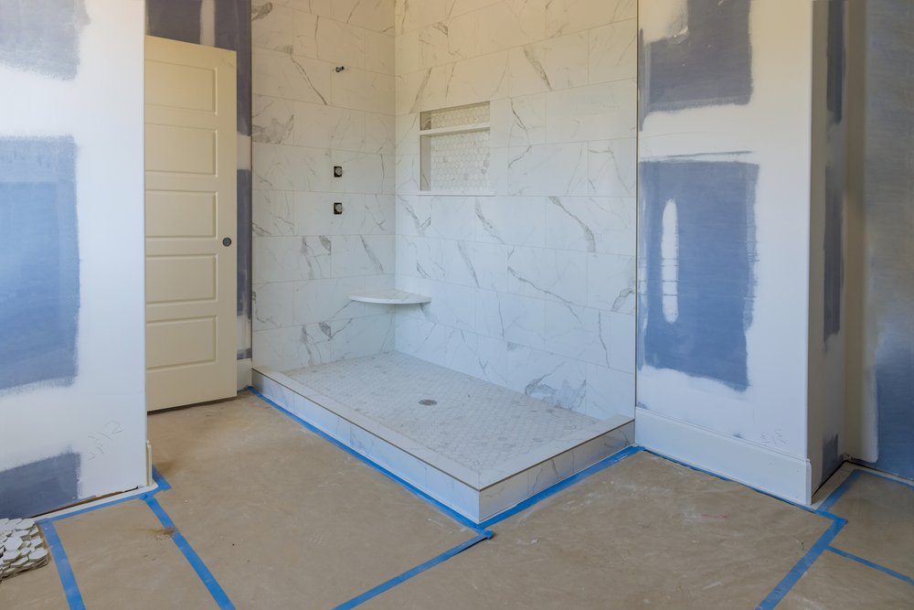 walk in shower construction project