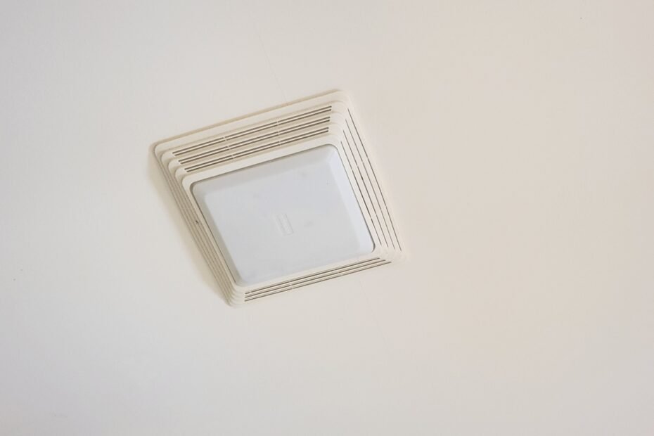 Bathroom exhaust fan in a ceiling