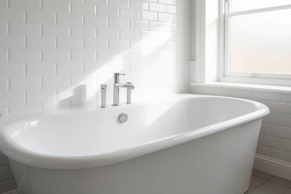 Freshly refinished white bathtub