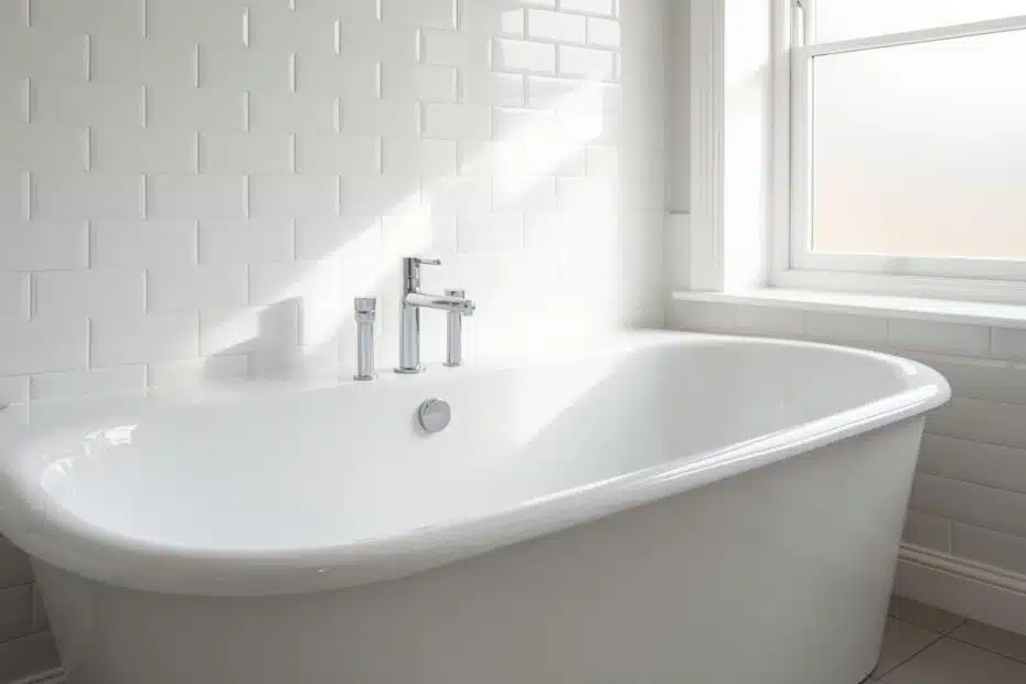 Freshly refinished white bathtub