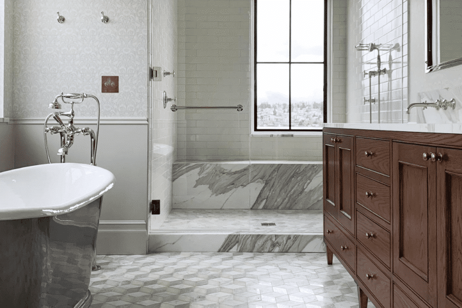 Tile installation in a bathroom